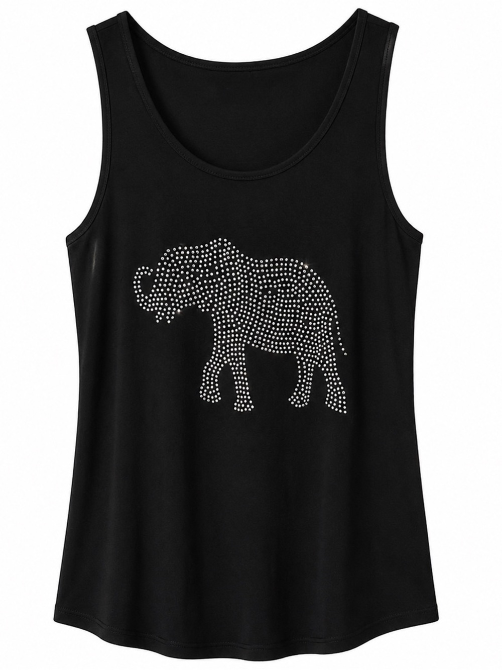 Black Rhinestone Elephant Tank Top